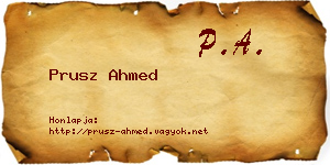 Prusz Ahmed névjegykártya